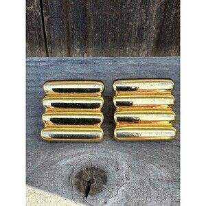 Monet Y2K Ribbed Gold Tone Pierced Earrings